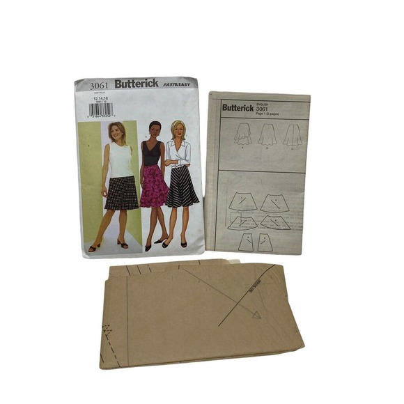 Butterick 3061 Slightly Flared Bias Knee Length Skirts Sewing Pattern Size 12-16 - Picture 1 of 5
